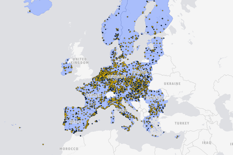 Imagem do CTIS Trial Map, uma ferramenta interativa que disponibiliza, em tempo real, informação sobre os ensaios clínicos em curso na UE/EEE