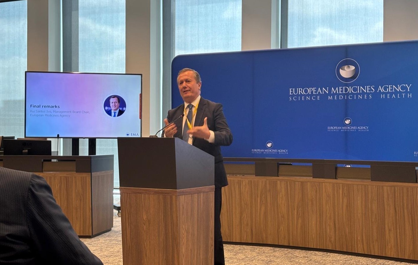 Rui Santos Ivo, Presidente do Conselho de Administração da EMA e Presidente do Infarmed, na cerimónia de encerramento do evento de comemoração dos 30 anos da EMA